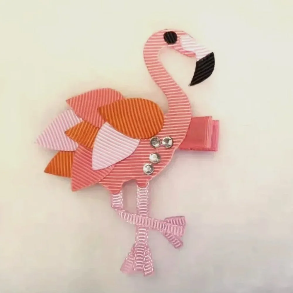 Flamingo Girls 3-Inch Hair Bow Clip